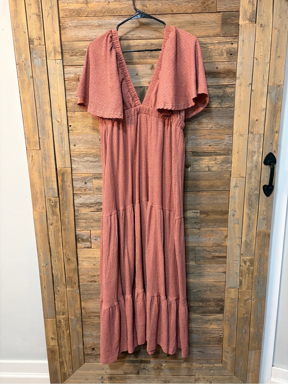 Flutter-Sleeve Maxi Dress in Dusty Rose - size L